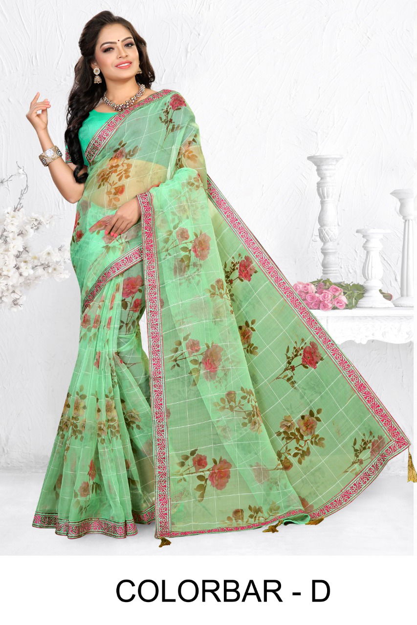 Ronisha Colorbar Latest Fancy Ethnic Wear Festive Wear Stylish Designer Organza Silk Saree Collection